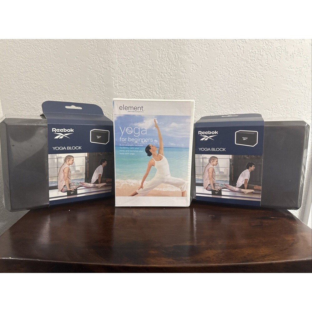 Element Yoga DVD New  Beginners- Reebok Yoga Blocks Lot New Factory Sealed